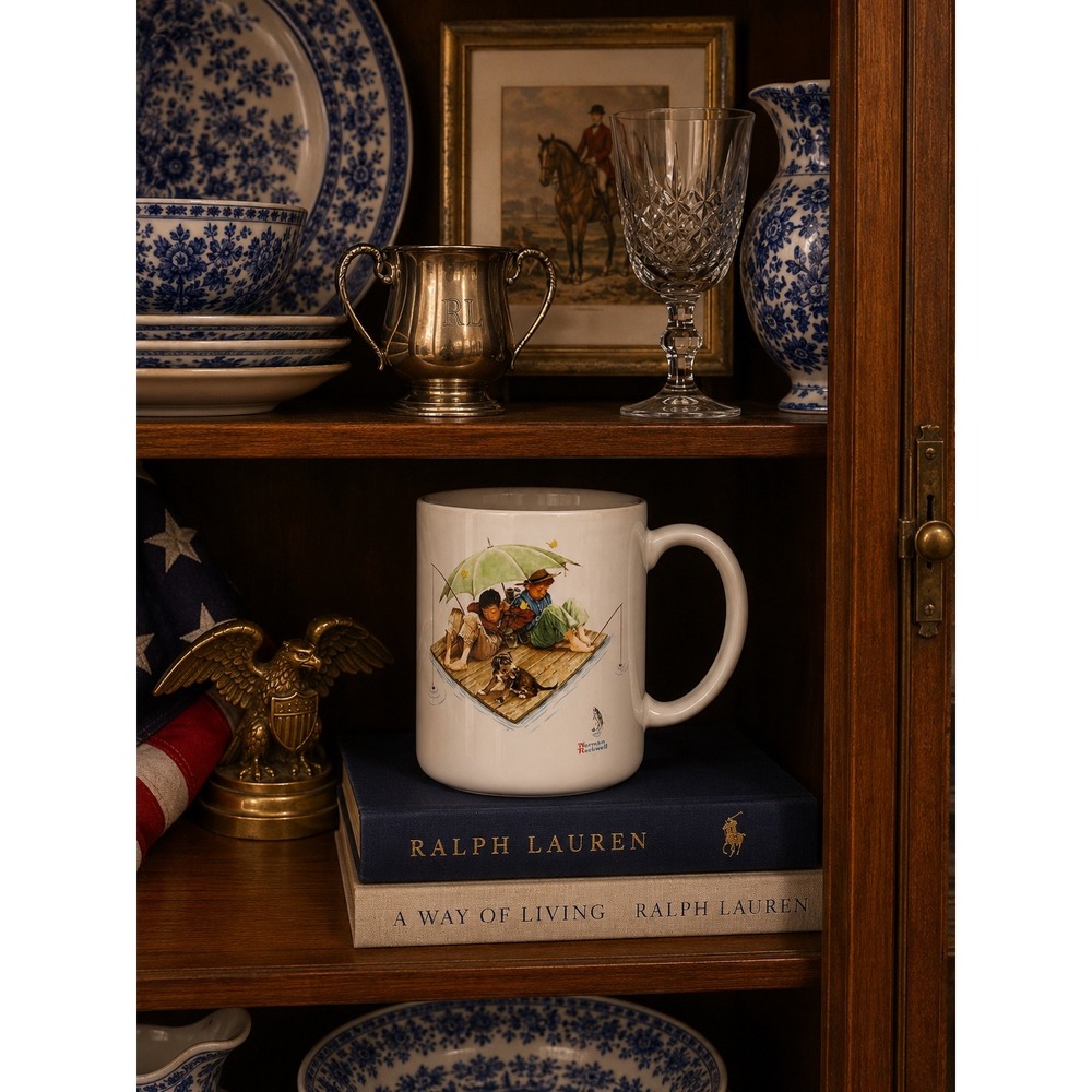 Norman Rockwell Fisherman's Paradise Vintage 1987 Coffee Mug Museum Collections